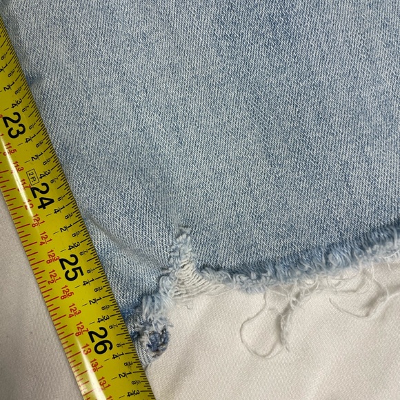 MOTHER Size 26 Light Wash Distressed Raw Hem Straight Leg Jeans - Picture 9 of 12